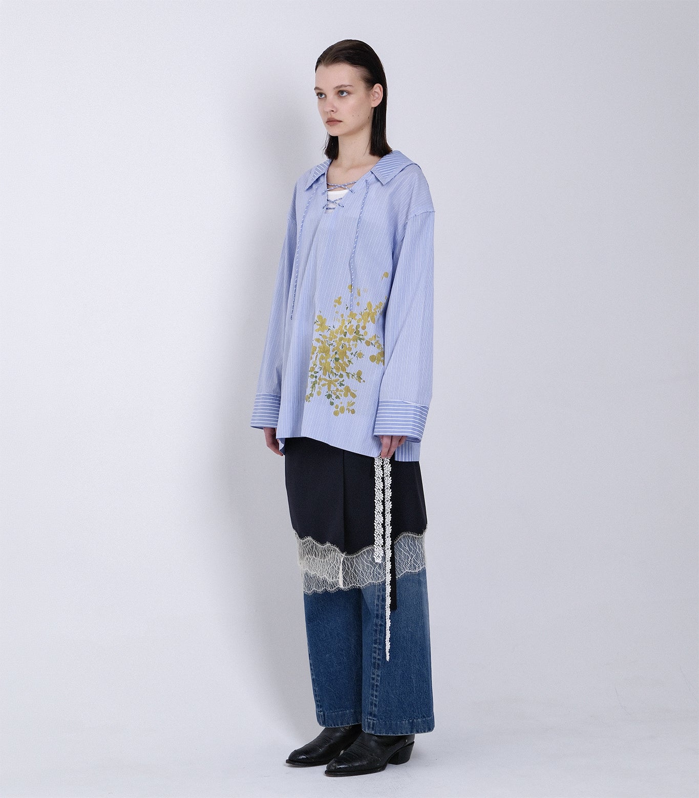 THE TUNIC - BLUE STRIPE (FLOWER) - TANAKA