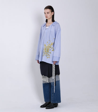 THE TUNIC - BLUE STRIPE (FLOWER) - TANAKA