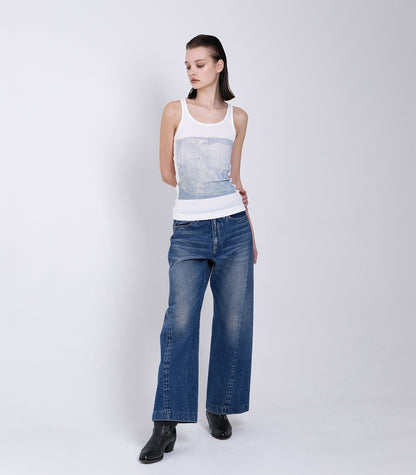 TANK TOP - LIGHT BLUE CACTUS - TANAKA