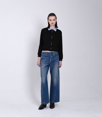 JERSEY CARDIGAN - BLACK HERRINGBONE - TANAKA