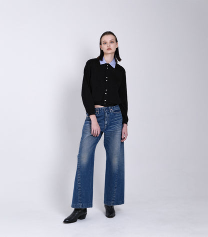 JERSEY CARDIGAN - BLACK HERRINGBONE - TANAKA