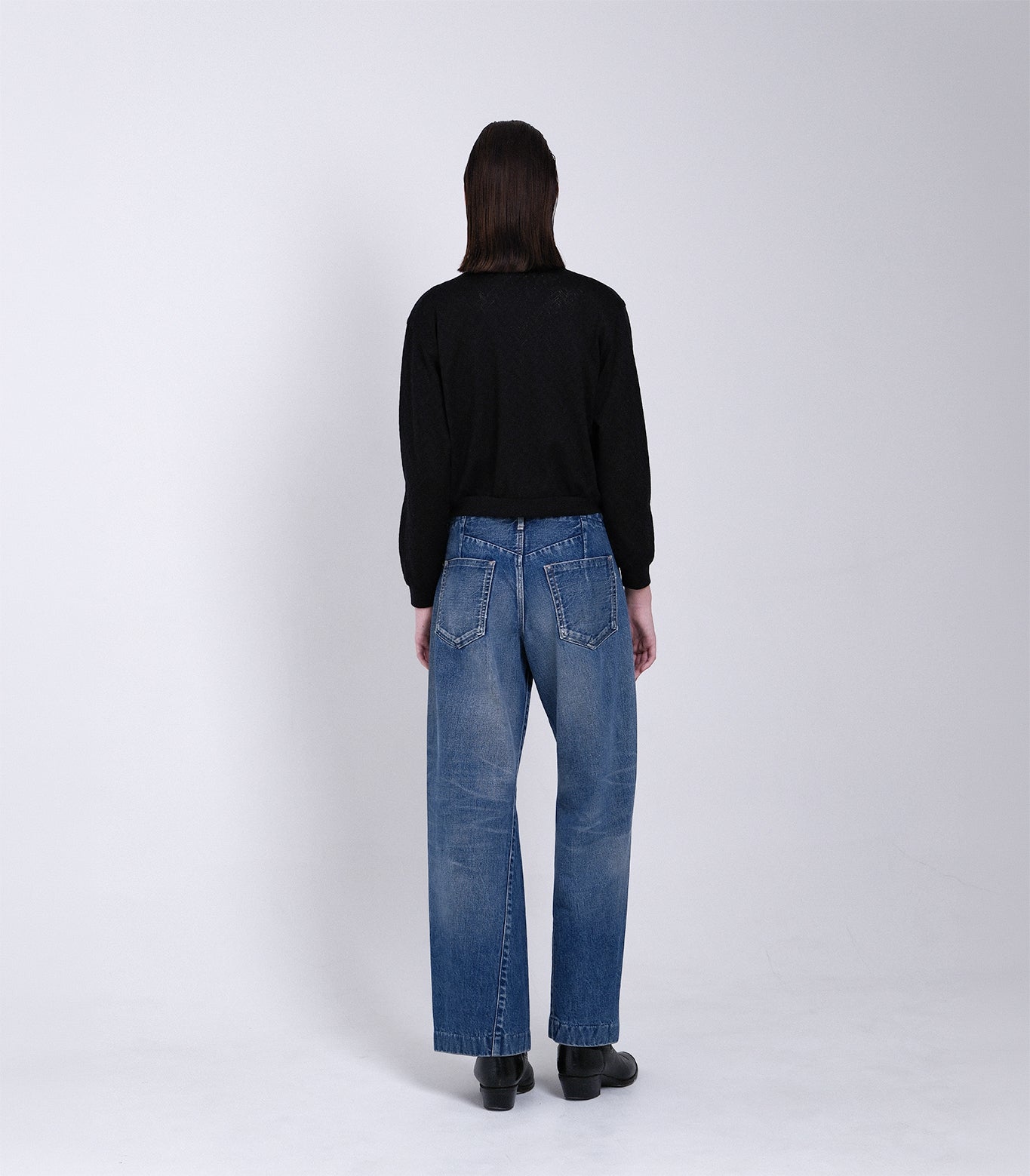 JERSEY CARDIGAN - BLACK HERRINGBONE - TANAKA