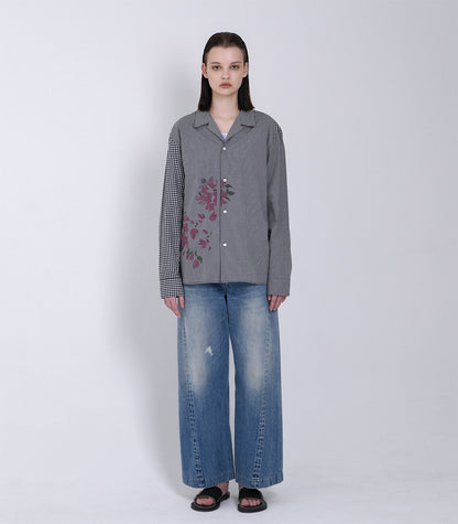 THE SHIRTS - BLACK GINGHAM (FLOWER) - TANAKA