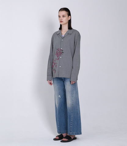 THE SHIRTS - BLACK GINGHAM (FLOWER) - TANAKA
