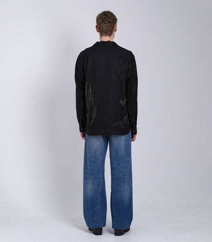 THE SHIRTS - BLACK LINEN (EMBROIDERY) - TANAKA