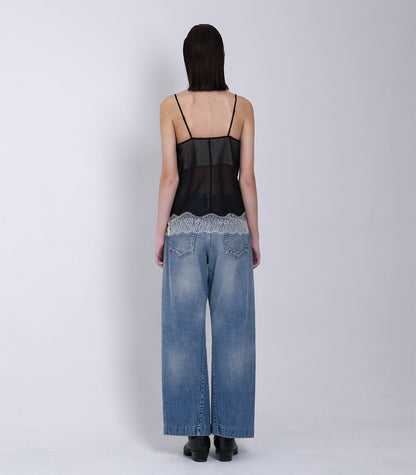 COMBI-CAMI TOP - BLACK(EMBROIDERY) - TANAKA