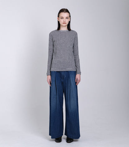 LONG SLEEVE TEE - BLACK GINGHAM - TANAKA