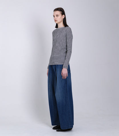 LONG SLEEVE TEE - BLACK GINGHAM - TANAKA