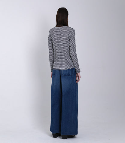 LONG SLEEVE TEE - BLACK GINGHAM - TANAKA