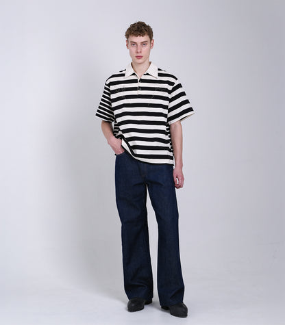 THE POLOSHIRTS - BLACK STRIPE(EMBROIDERY) - TANAKA
