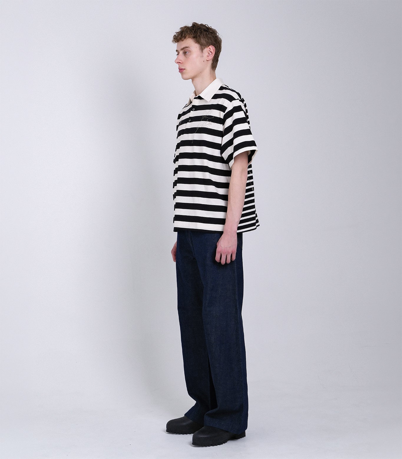 THE POLOSHIRTS - BLACK STRIPE(EMBROIDERY) - TANAKA