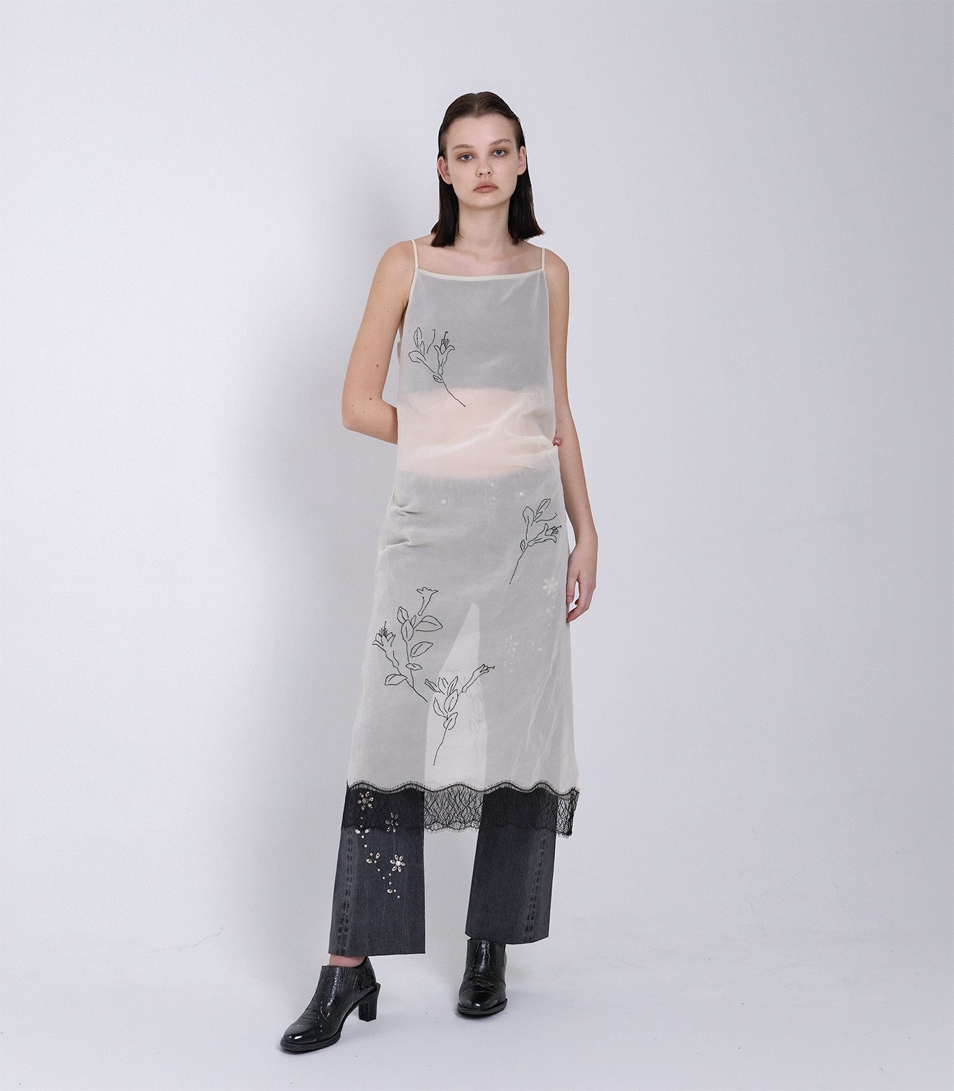SLIP DRESS - NATURAL(EMBROIDERY) - TANAKA