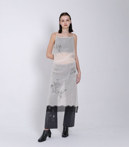 SLIP DRESS - NATURAL(EMBROIDERY) - TANAKA