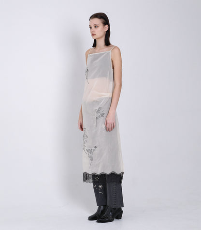SLIP DRESS - NATURAL(EMBROIDERY) - TANAKA
