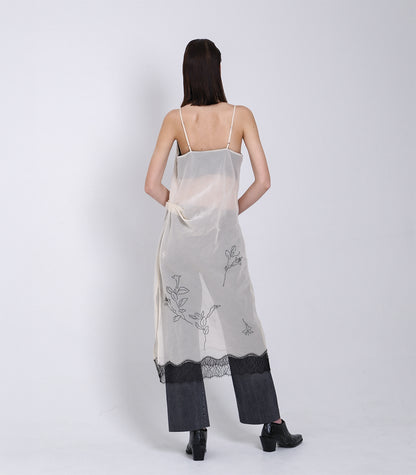 SLIP DRESS - NATURAL(EMBROIDERY) - TANAKA