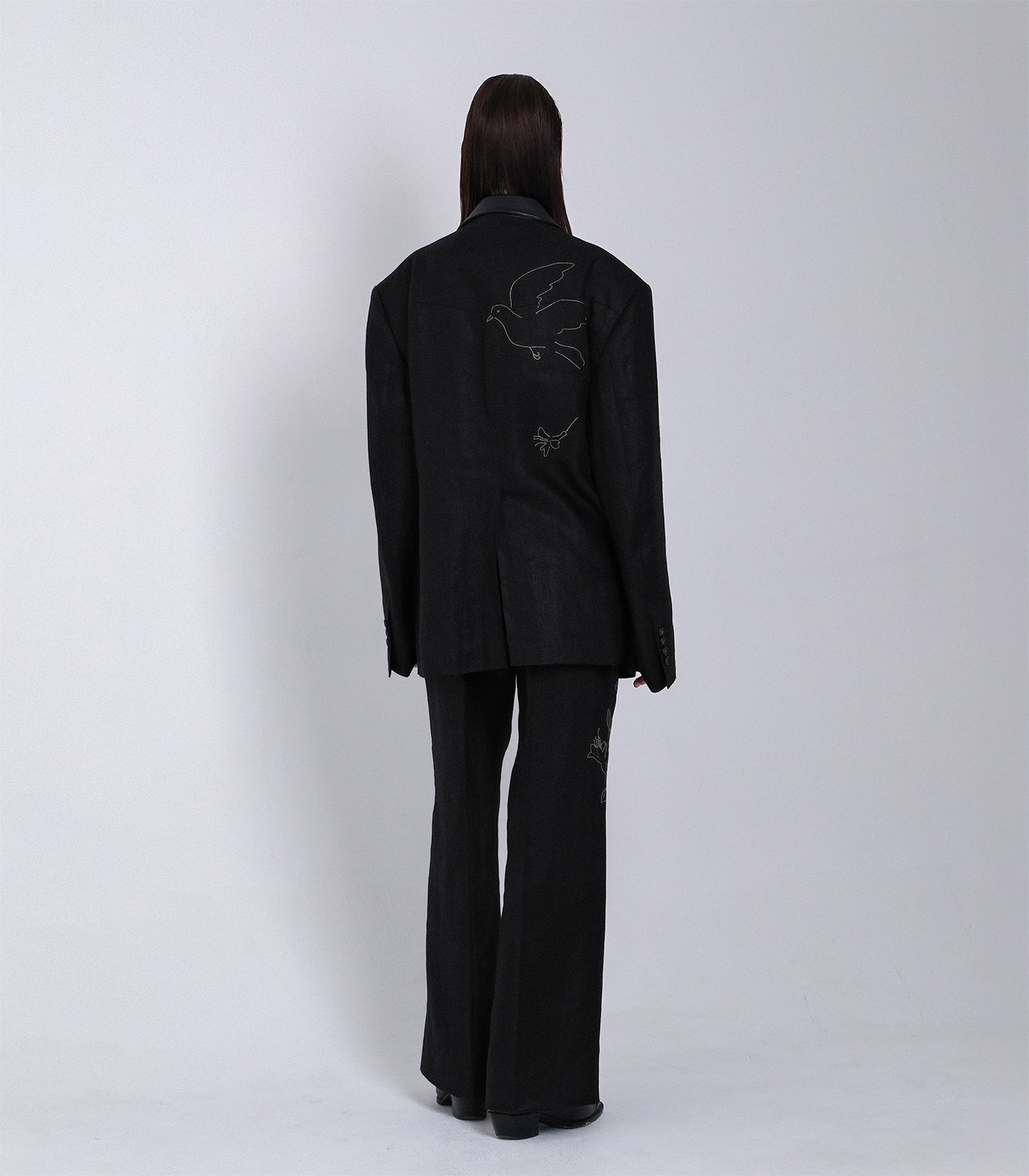 SCULPTURE JACKET - BLACK LINEN(EMBROIDERY) - TANAKA