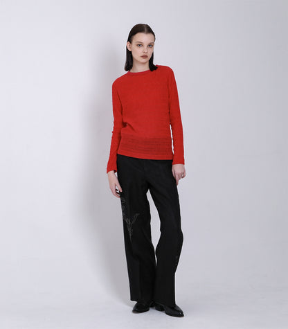 THE TROUSERS - BLACK LINEN(EMBROIDERY) - TANAKA