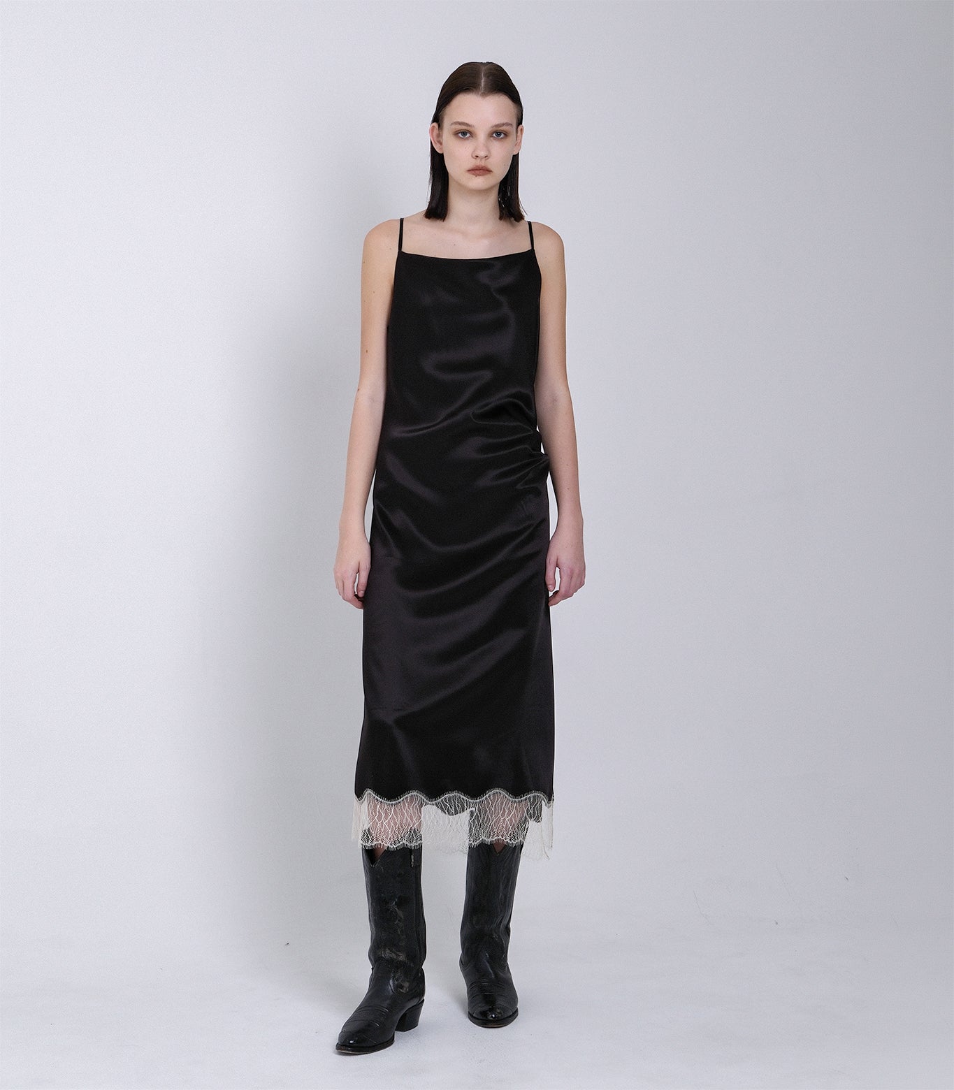 SLIP DRESS - BLACK - TANAKA