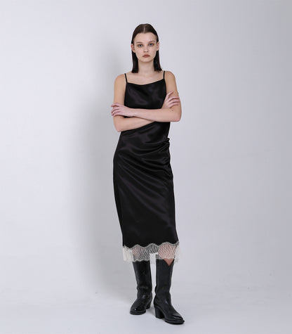 SLIP DRESS - BLACK - TANAKA