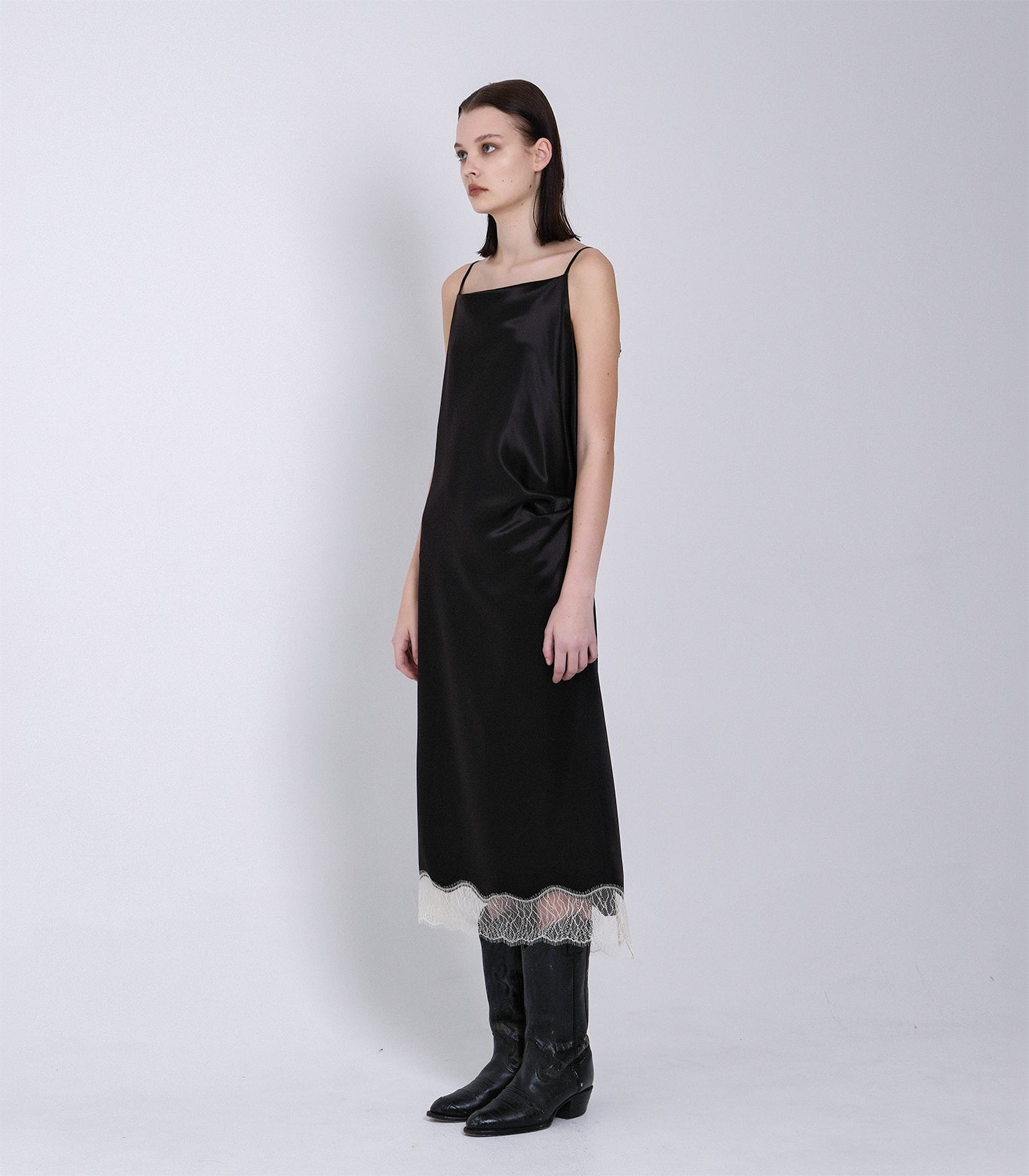 SLIP DRESS - BLACK - TANAKA
