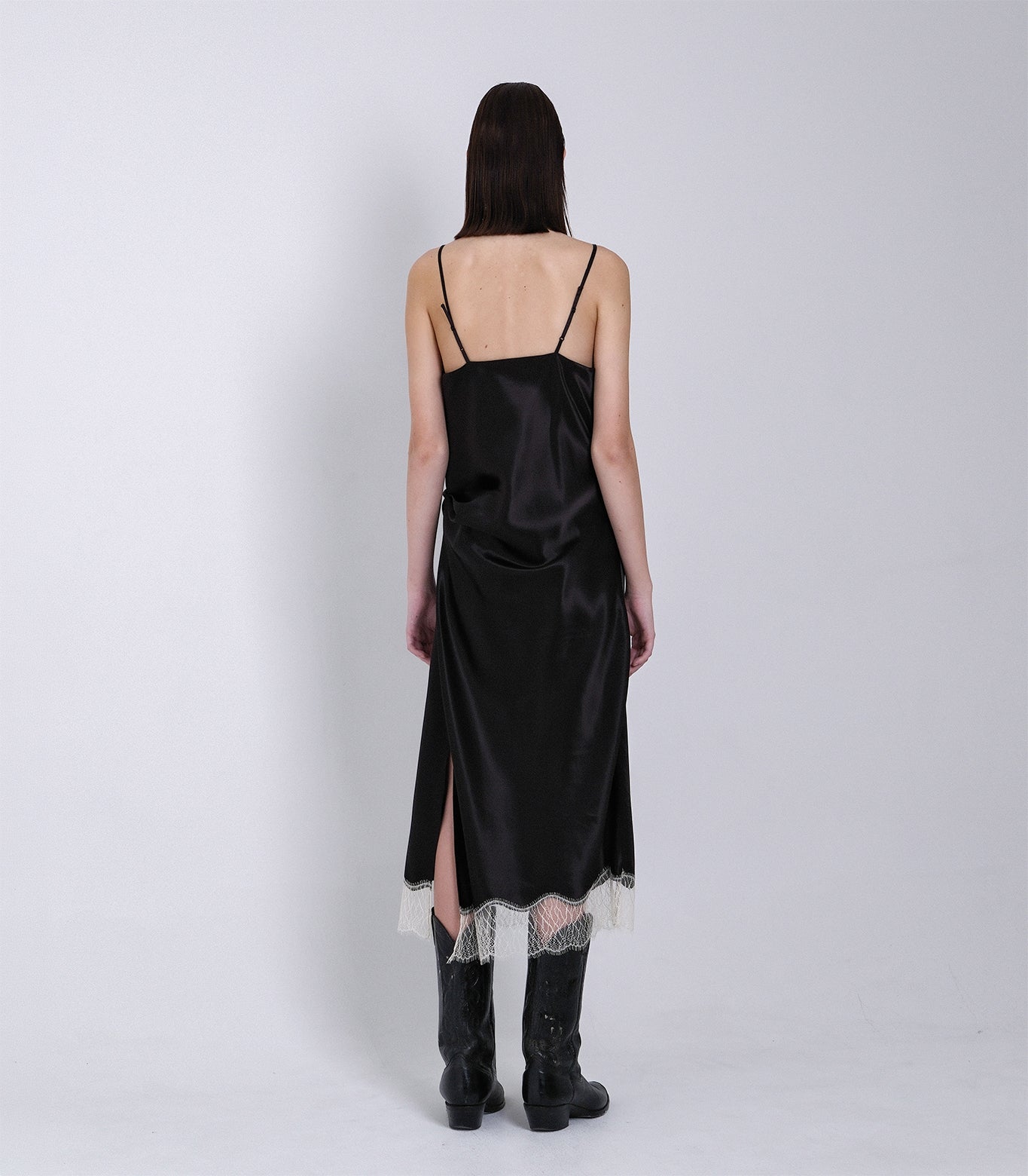SLIP DRESS - BLACK - TANAKA