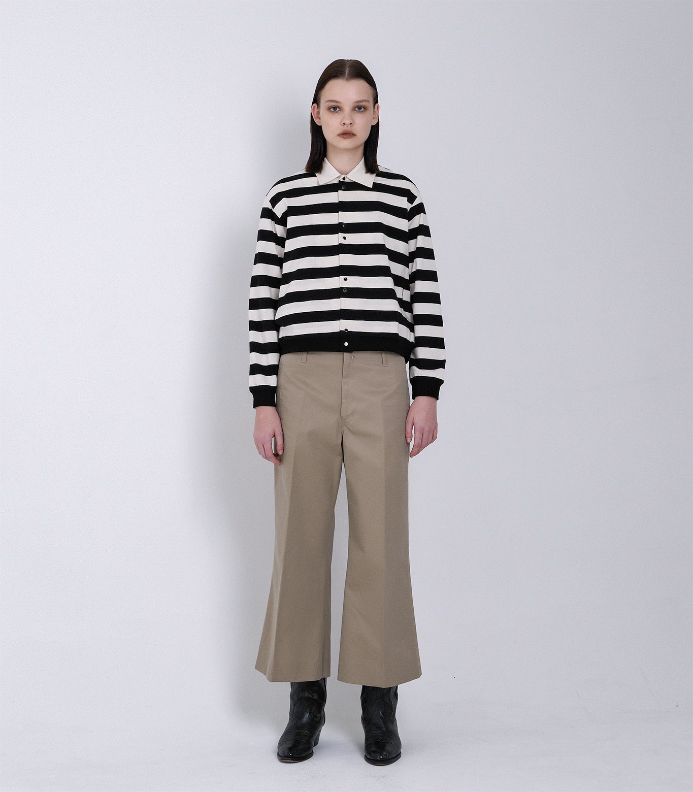 JERSEY CARDIGAN - BLACK STRIPE - TANAKA