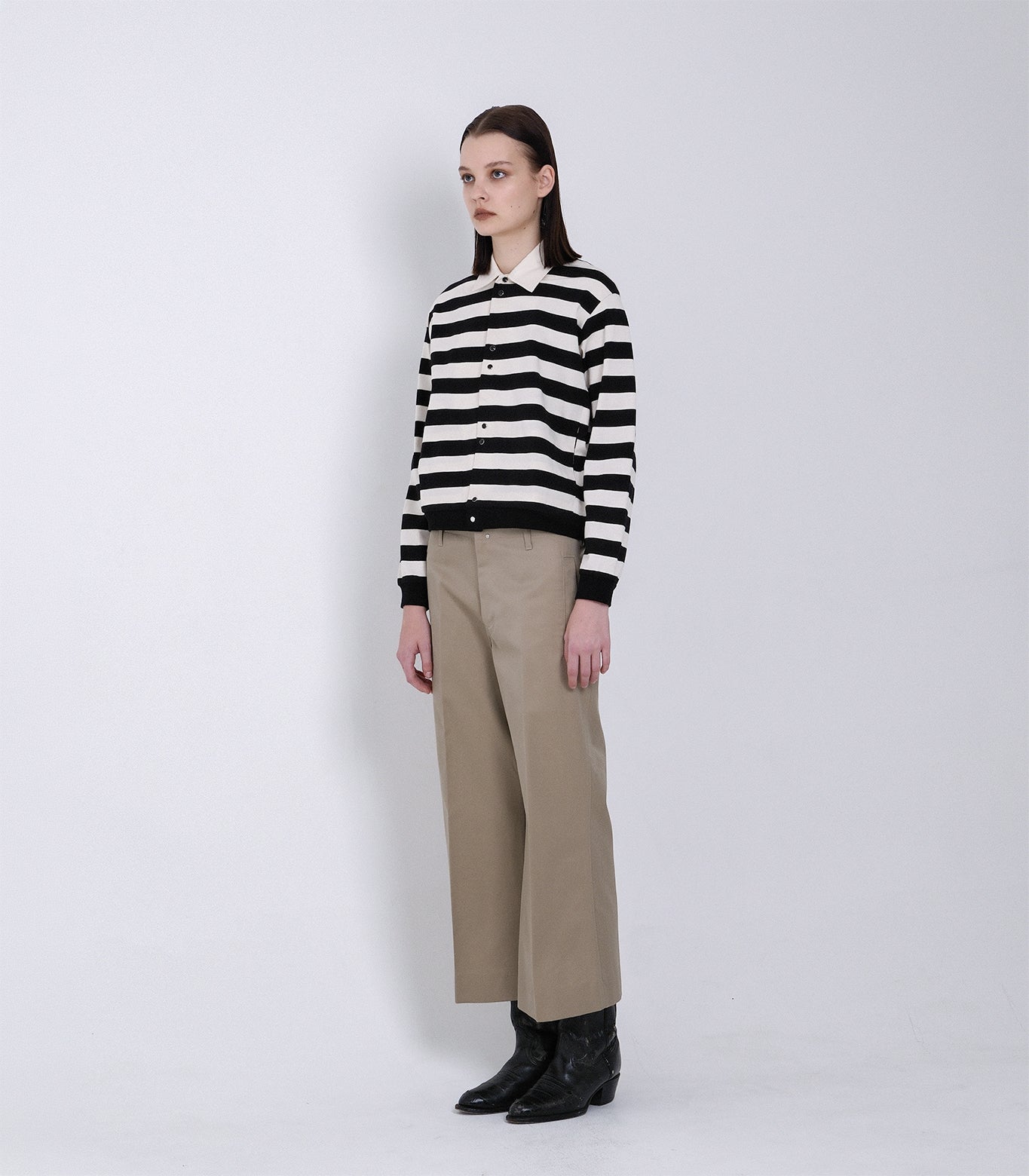 JERSEY CARDIGAN - BLACK STRIPE - TANAKA