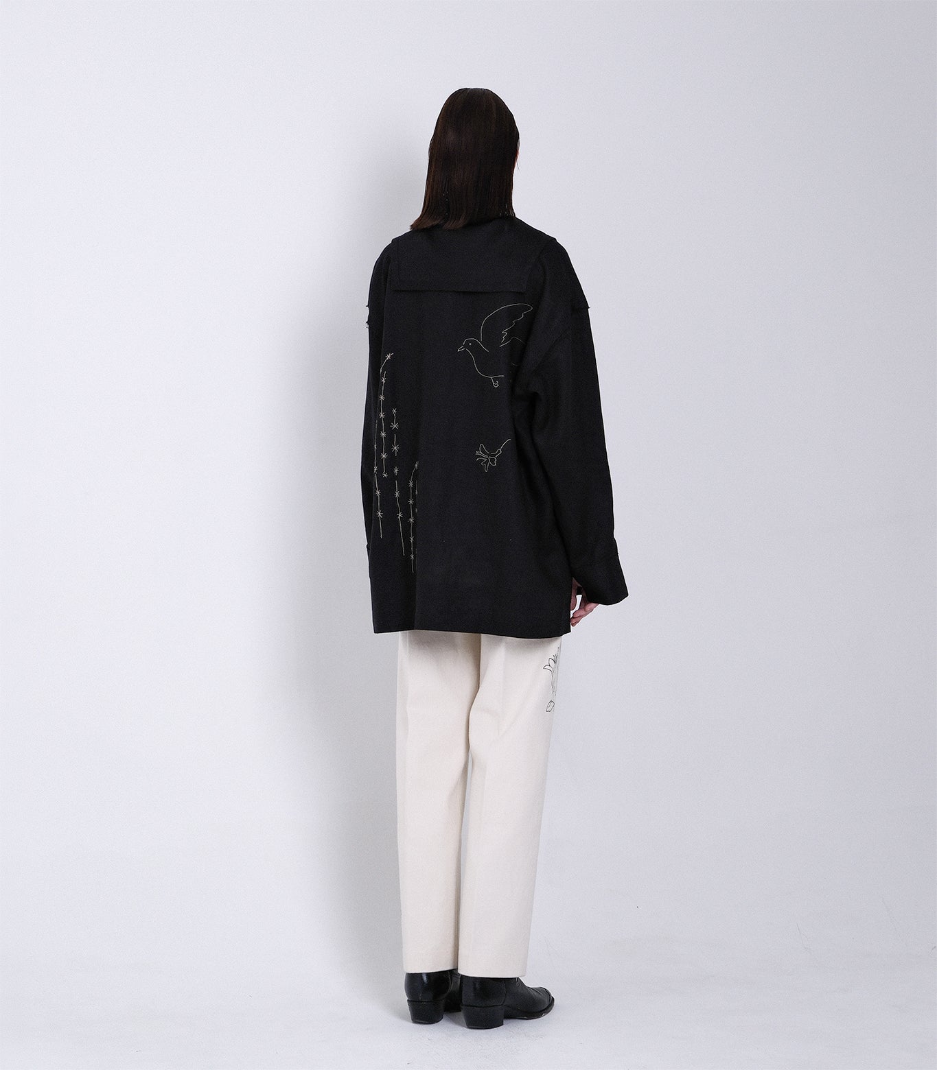 THE TUNIC - BLACK LINEN (EMBROIDERY) - TANAKA