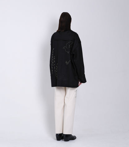 THE TUNIC - BLACK LINEN (EMBROIDERY) - TANAKA