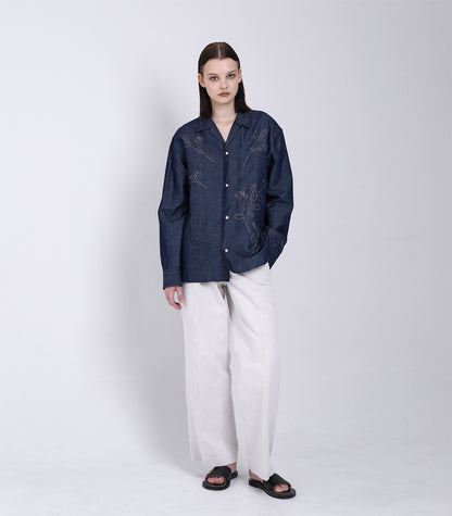 THE SHIRTS - INDIGO LINEN (EMBROIDERY) - TANAKA