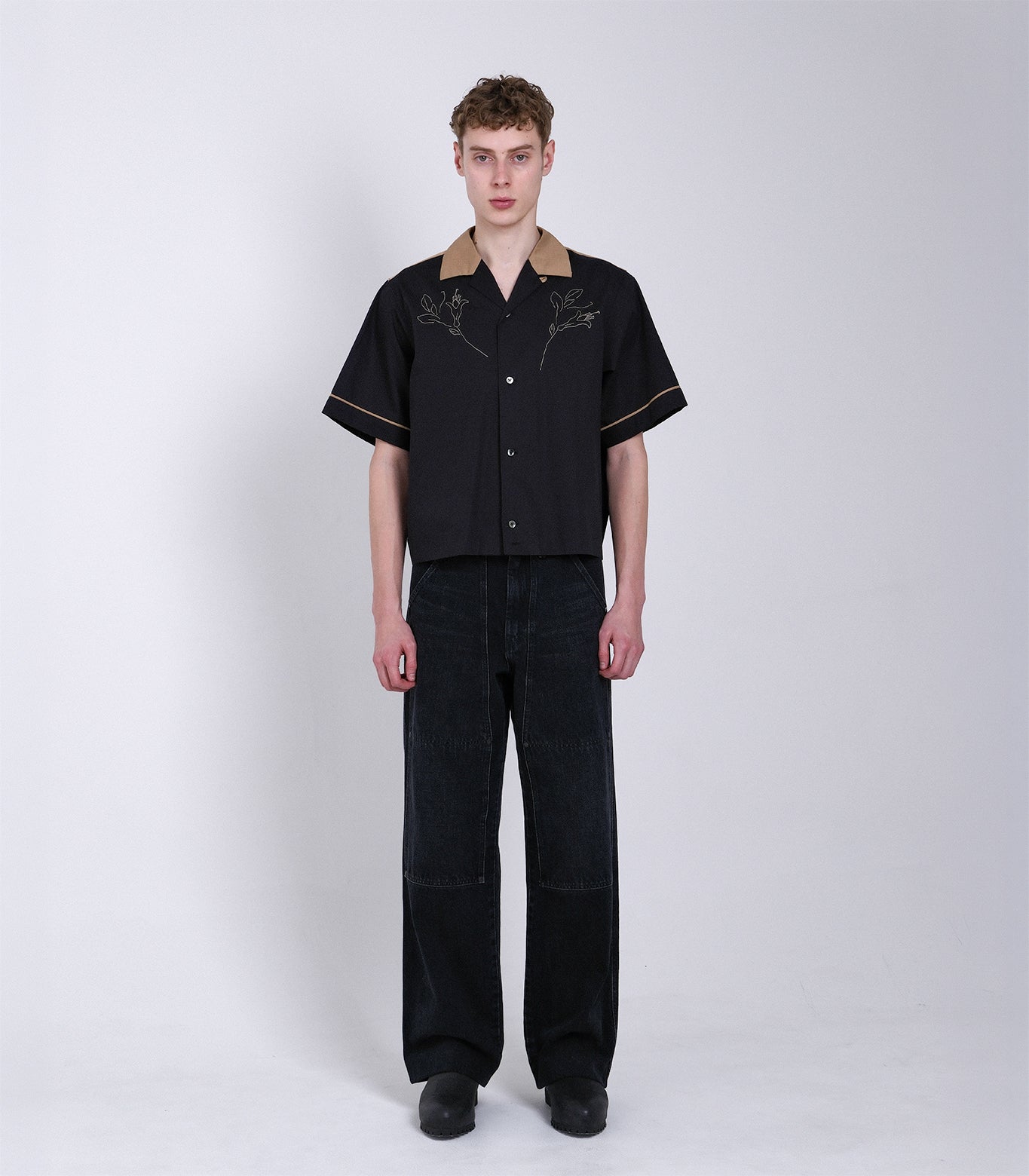 【 Coming Soon 】BOWLING SHIRT - BLACK (EMBROIDERY) - TANAKA