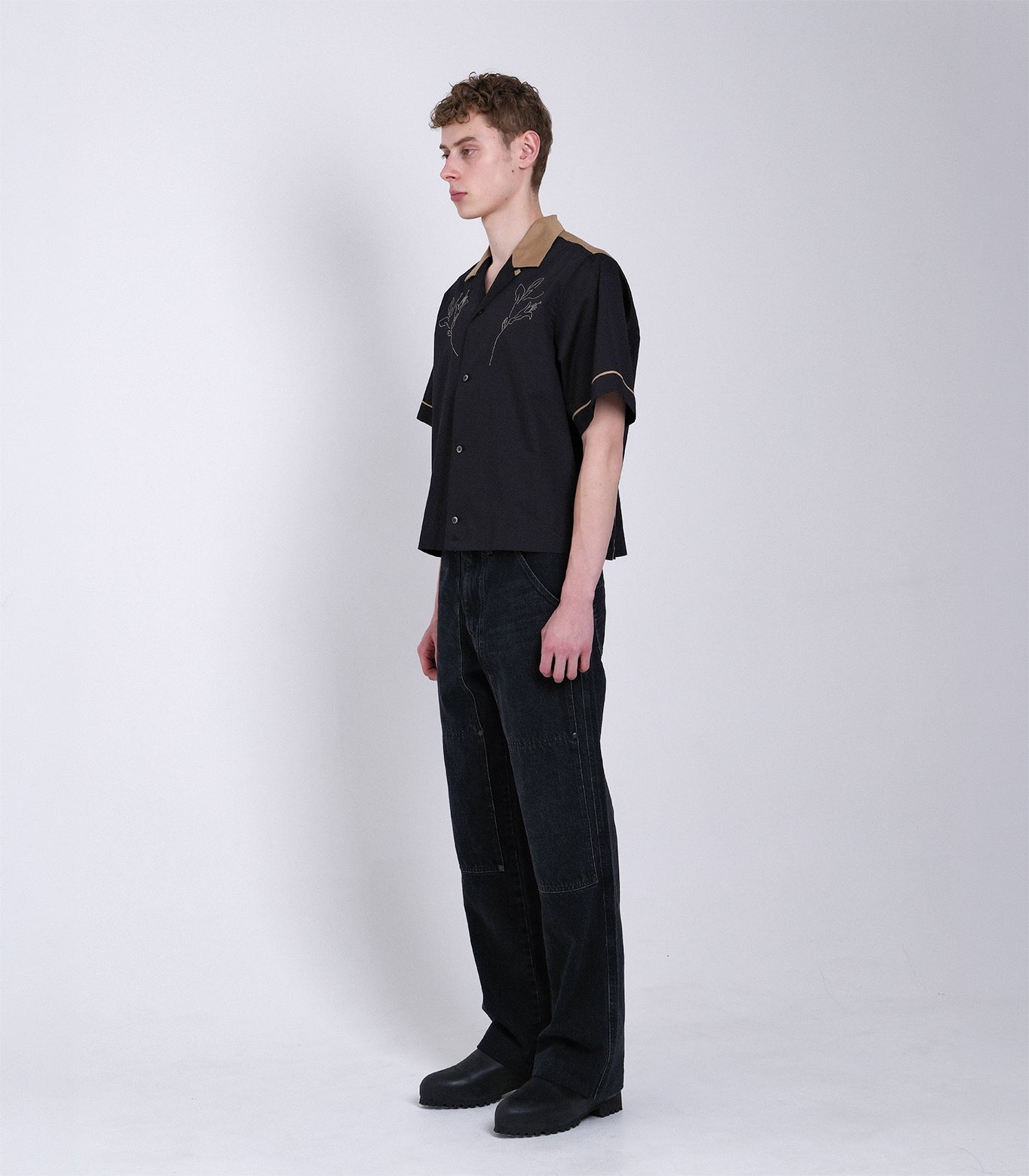 【 Coming Soon 】BOWLING SHIRT - BLACK (EMBROIDERY) - TANAKA