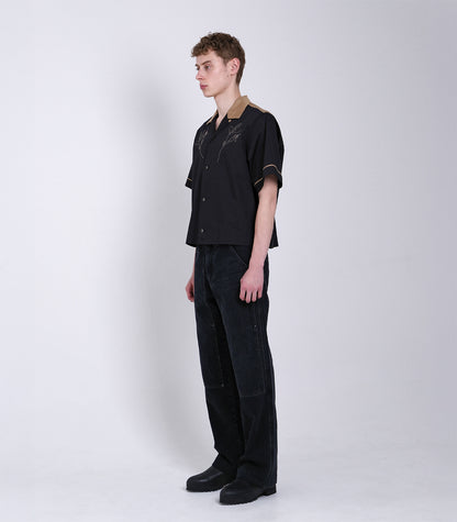 【 Coming Soon 】BOWLING SHIRT - BLACK (EMBROIDERY) - TANAKA