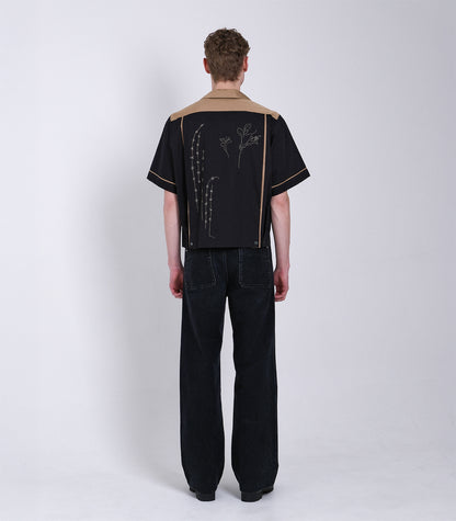【 Coming Soon 】BOWLING SHIRT - BLACK (EMBROIDERY) - TANAKA