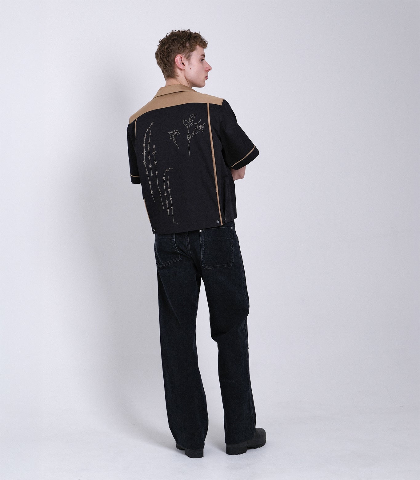 【 Coming Soon 】BOWLING SHIRT - BLACK (EMBROIDERY) - TANAKA