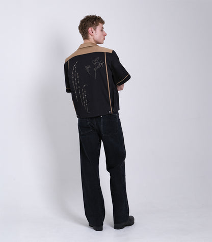 【 Coming Soon 】BOWLING SHIRT - BLACK (EMBROIDERY) - TANAKA