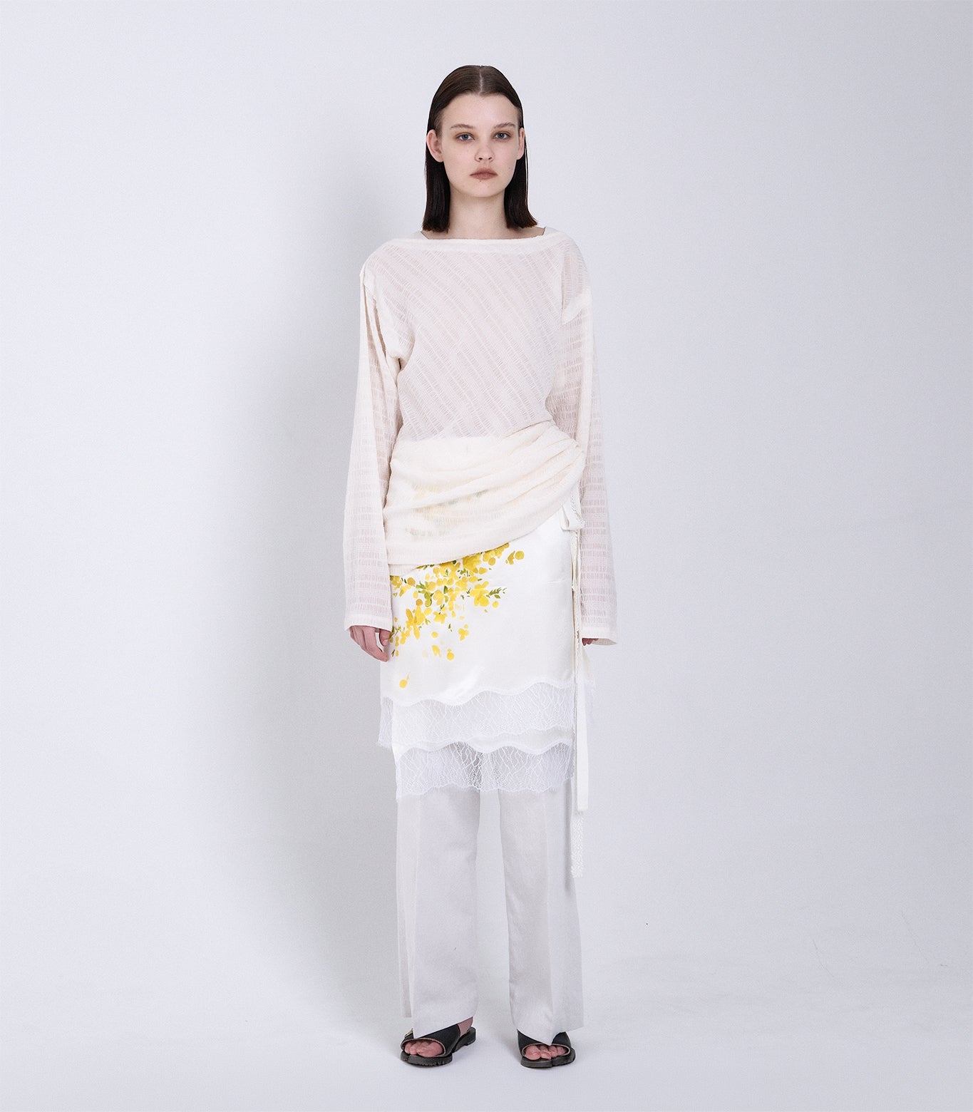 DRAPE LONG SLEEVE TEE - OFF WHITE - TANAKA
