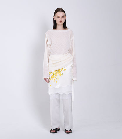 DRAPE LONG SLEEVE TEE - OFF WHITE - TANAKA