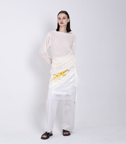 DRAPE LONG SLEEVE TEE - OFF WHITE - TANAKA
