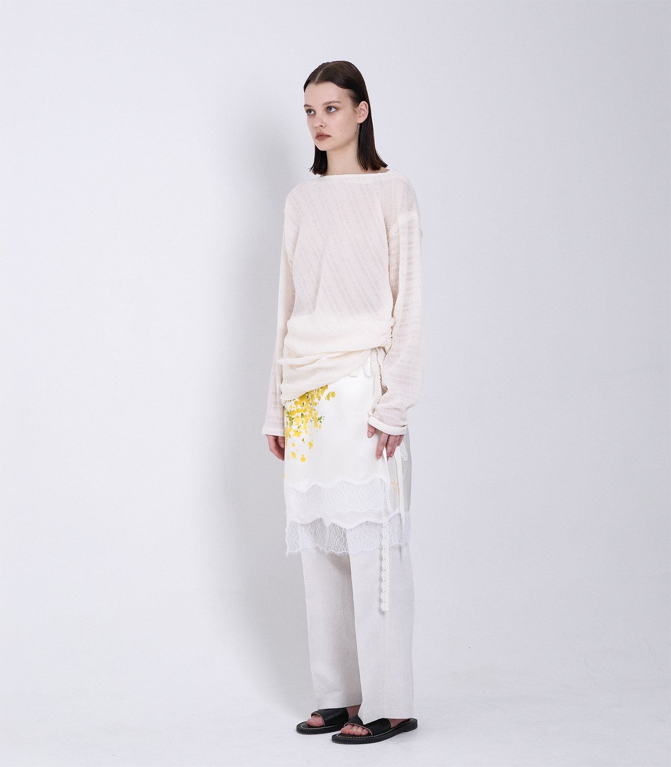 DRAPE LONG SLEEVE TEE - OFF WHITE - TANAKA