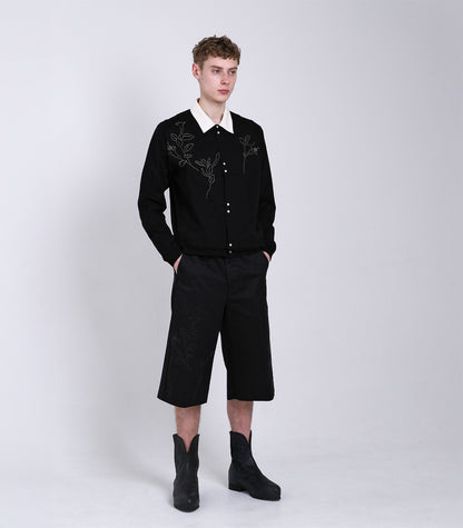 THE SHORTS - BLACK (EMBROIDERY) - TANAKA