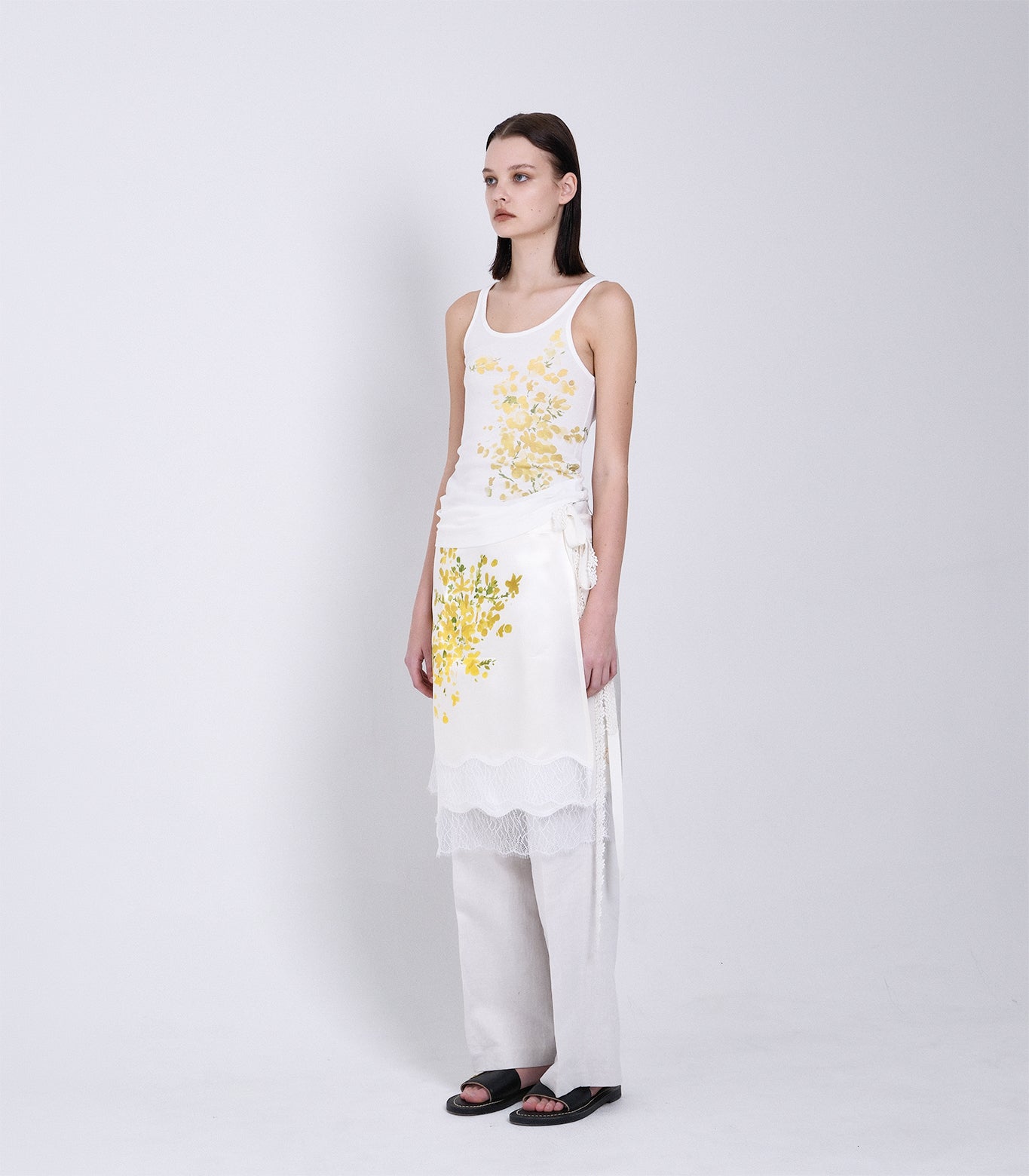 WRAP SKIRT - NATURAL (FLOWER) - TANAKA