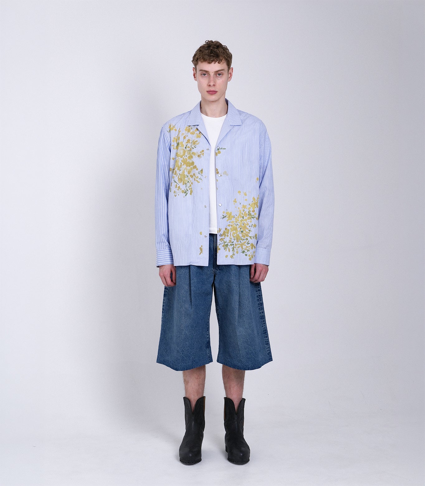 【 Coming Soon 】THE SHIRTS - BLUE STRIPE (FLOWER) - TANAKA