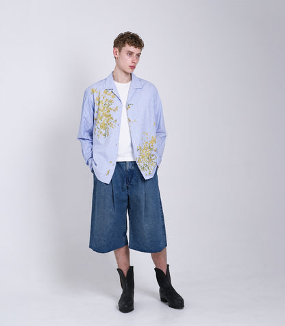 【 Coming Soon 】THE SHIRTS - BLUE STRIPE (FLOWER) - TANAKA