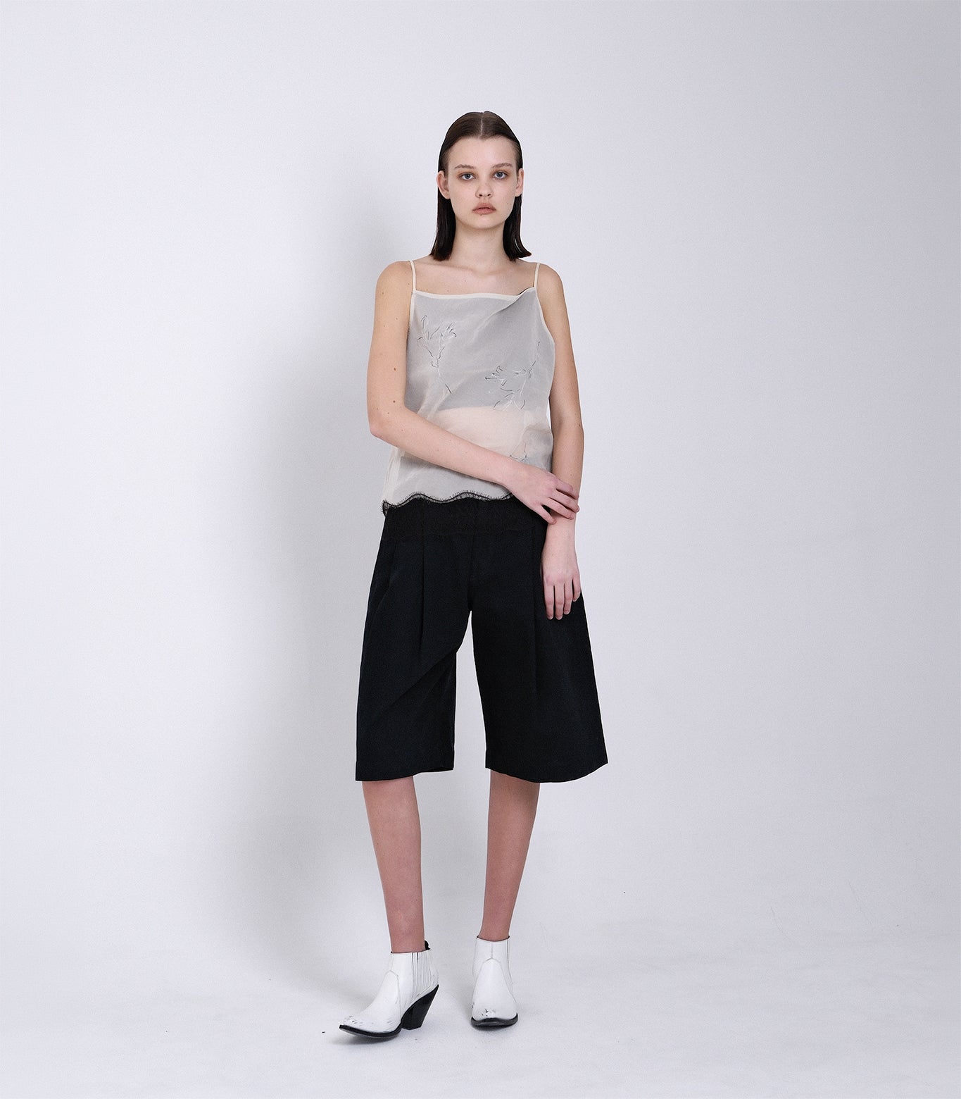COMBI-CAMI TOP - NATURAL (EMBROIDERY) - TANAKA