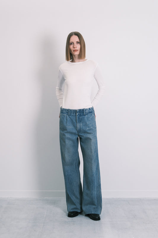 THE WIDE JEAN TROUSERS - DUSTY BLUE