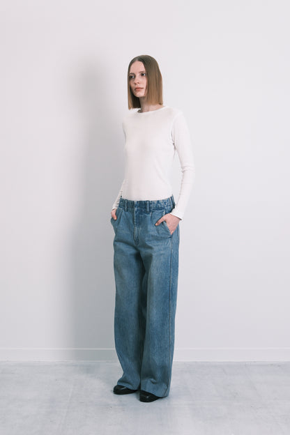 THE WIDE JEAN TROUSERS - DUSTY BLUE