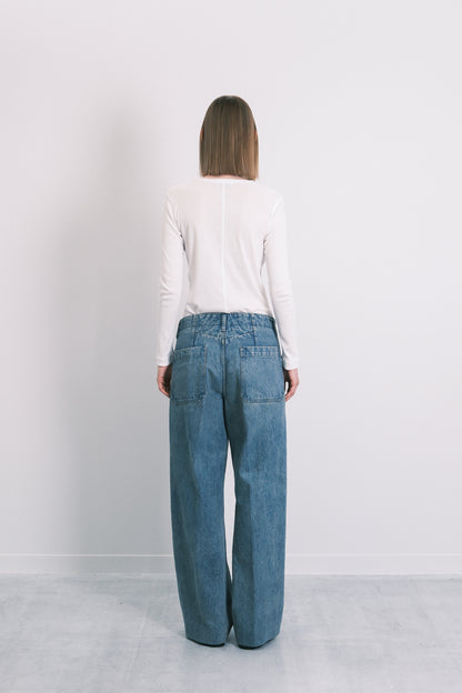 THE WIDE JEAN TROUSERS - DUSTY BLUE
