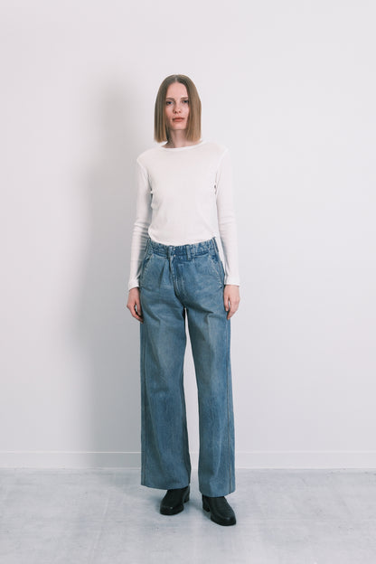 THE WIDE JEAN TROUSERS - DUSTY BLUE