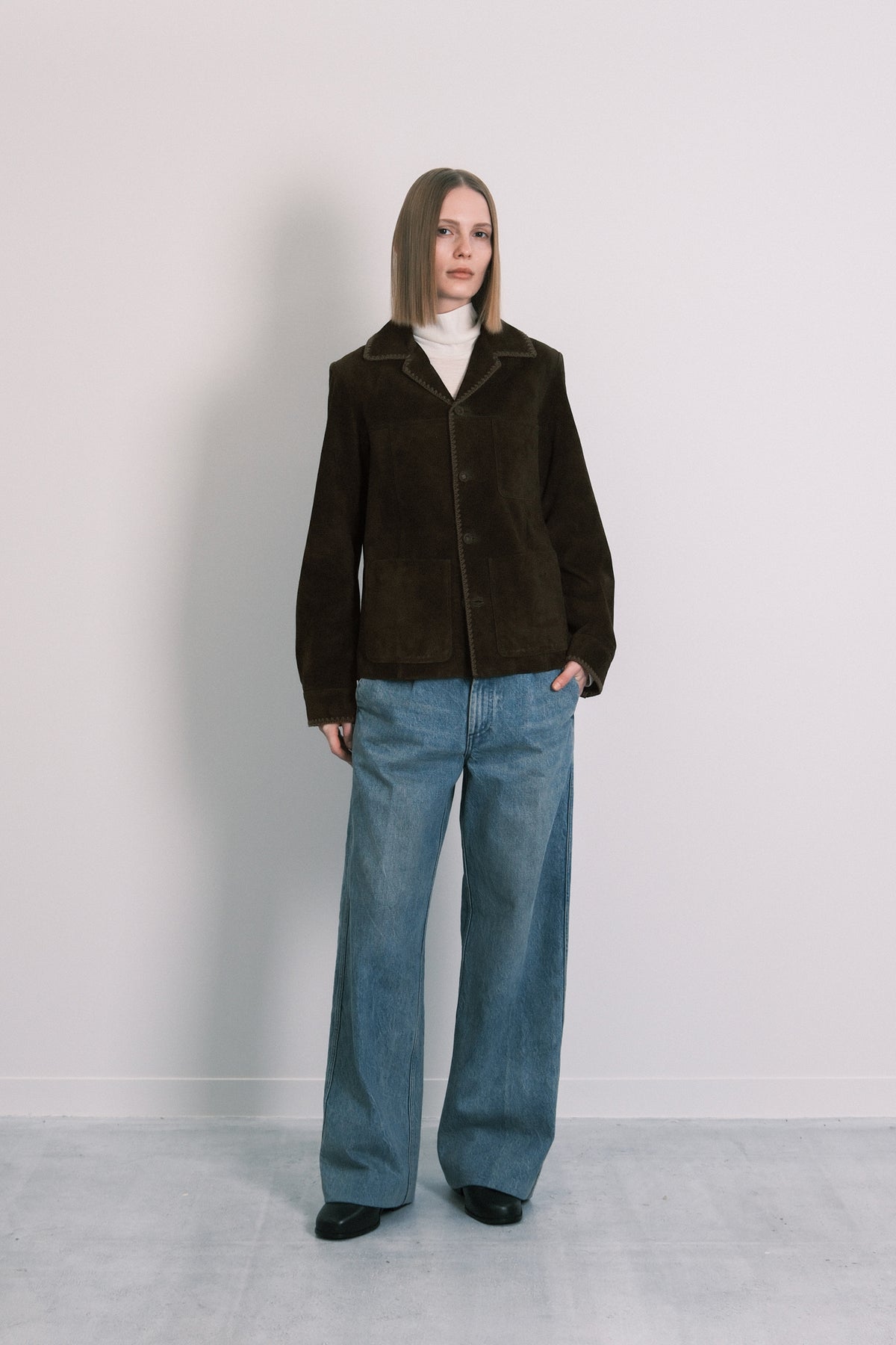 SUEDE SHIRT JACKET - OLIVE